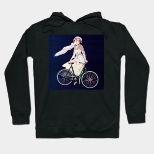 Woman in White Dress with Bicycle 1912 France Hoodie